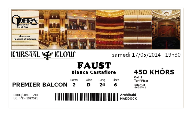 billet du concert Castafiore  Klow